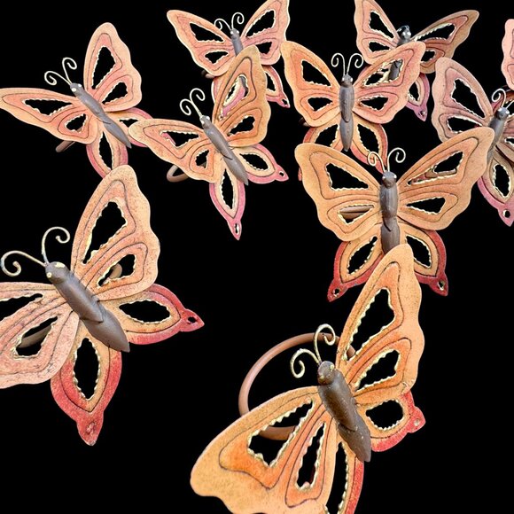 Vintage Set of 12 Metal Butterfly Napkin Rings - Picture 5 of 6